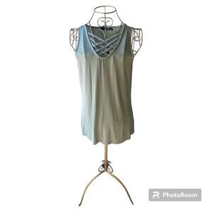 Doe & Rae sea glass color cross cross detail sleeveless top size small